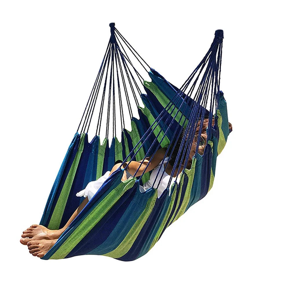 Cozy White Cotton Tassel Hammock Chair for Indoor & Outdoor Relaxation - Perfect for Garden, Patio, or Bedroom