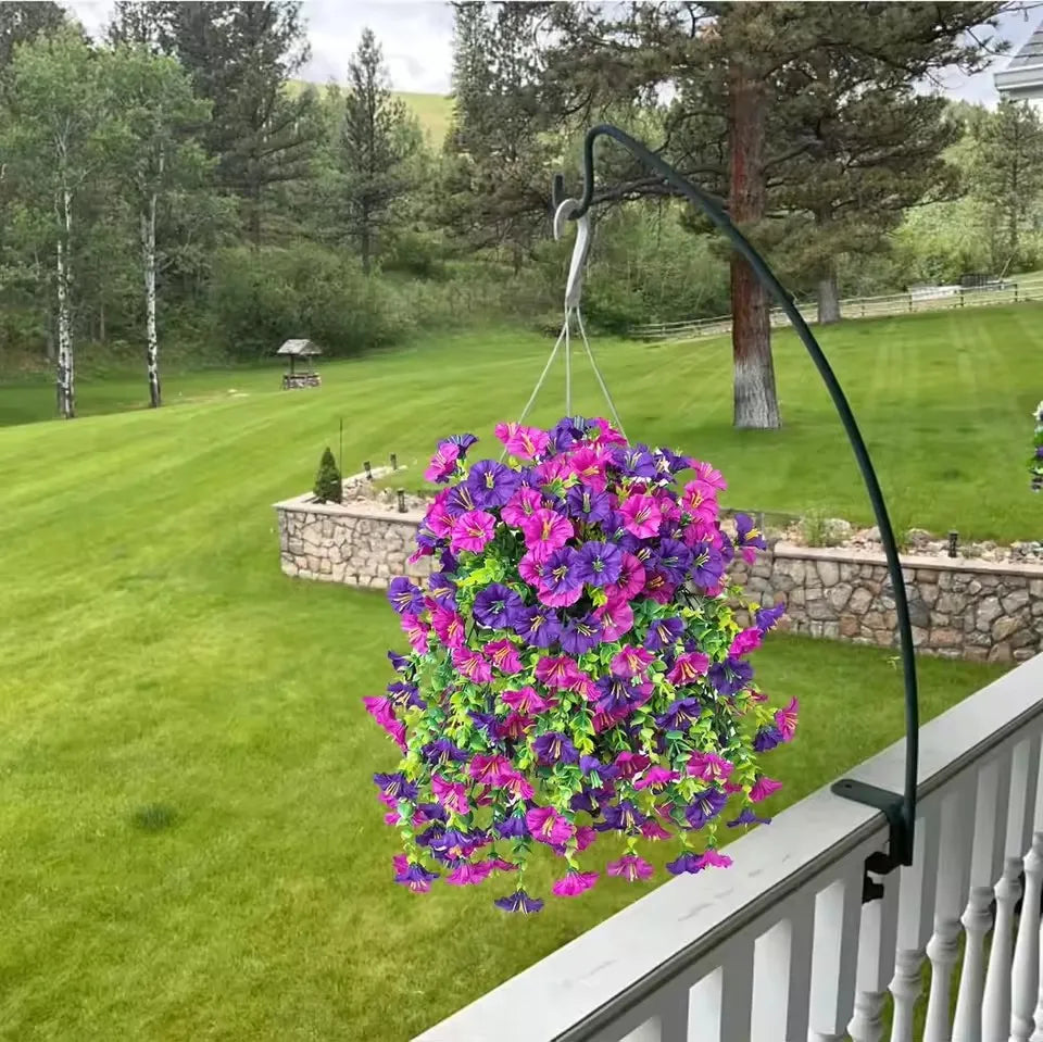 1-10Pcs Uv-Resistant Artificial Morning Glory & Eucalyptus Hanging Decor- Perfect for Home, Garden, Weddings | Versatile Outdoor