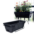 Balcony Railing Planter Plant Basket Fence Planter with Rack and Tray Flowerpot Window Box Planter for Deck Yard Countryside