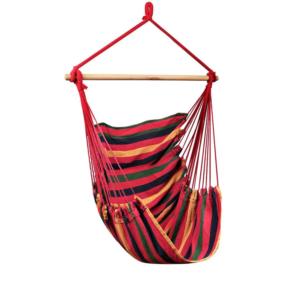 Cozy White Cotton Tassel Hammock Chair for Indoor & Outdoor Relaxation - Perfect for Garden, Patio, or Bedroom